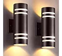 HQHYGM Outdoor Wall Lights with Motion Sensor IP65 Waterproof Aluminum Wall Sconces Front Door Porch Light Up and Down Indoor/Outside Wall Lamps Garden Patio Terrace