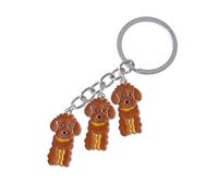 HQHYGM Poodle Brown Metal Keychain Dog Shape Pendant Creative Car Key Ring Accessory for Pet Lovers Fashion Pendant