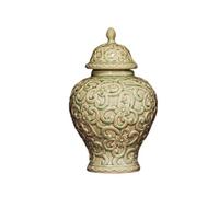 HQHYGM Porcelain Ginger Jar Floral Arrangement Ceramic Tea Container Tin Decorative Ornament Table Centerpiece for Entrance Fireplace, Cyan S