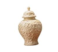 HQHYGM Porcelain Ginger Jar Floral Arrangement Ceramic Tea Container Tin Decorative Ornament Table Centerpiece for Entrance Fireplace, Beige White S