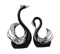 HQHYGM Porcelain Swan Couple Figurines Pair Statues Valentine's Day Gift Romantic Centerpiece for Coffee Table Decor Versatile, Black