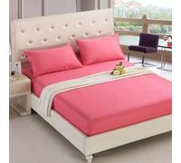HQHYGM Protector de colchón Funda de sábana Ajustable Funda de colchón Cepillada de algodón de Color sólido Sábanas Ajustables Juegos Dobles Colchas, 09 Rosa Oscuro, Completo 137x190 cm
