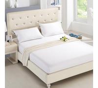 HQHYGM Protector de colchón Funda de sábana Ajustable Funda de colchón Cepillada de algodón de Color sólido Sábanas Ajustables Juegos Dobles Colchas, 35 Blanco, Completo 137x190 cm