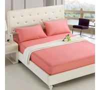 HQHYGM Protector De Colchón Funda De Sábana Ajustable Funda De Colchón Cepillado De Algodón De Color Sólido Sábanas Ajustables Juegos Dobles Colchas, 50 Rosa, King 193x203cm