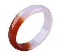 HQHYGM Pulsera de ágata de jadeíta Natural, Pulsera Que atrae Riqueza y Buena Suerte, Pulsera de Color Rojo Oscuro y Blanco, Regalos de cumpleaños para Mujeres/niñas de Cristal (tamaño: 62 mm)