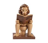 HQHYGM Reading Lion Figurine Ornament Table Centerpiece Craft Collection Statue Sculpture for Apartment Hotel Fireplace Office Decor, Beige Yellow