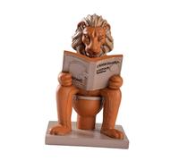 HQHYGM Reading Lion Figurine Ornament Table Centerpiece Craft Collection Statue Sculpture for Apartment Hotel Fireplace Office Decor, Orange
