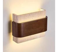 HQHYGM Rectangular Yellow Cave Stone Wall Light Walnut Wood Bedside Wall Lamp 23W - 3000K Upper and Lower Wall Lamps for Bedroom Corridor