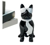 HQHYGM Resin Sitting Sculpture, Funny Ornament, Home Decoration, with Sunglasses, Living Room Decor, Bedroom Statue, Cute Figure, Dog Lover