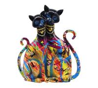 HQHYGM Resin Statues, Garden Outdoor, Simulated Graffiti Figurines Painted Ornaments, Animal Sculpture Artwork Ornament For Home Decor, Cat Lovers, Desk Decoration