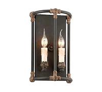 HQHYGM Retro Rural Wall Fixture Wrought Iron Resin Wall Lamp 2 Heads Living Room Restaurant Wall Mount Fixture Corridor Balcony Aisle Lights
