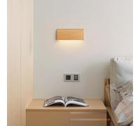 HQHYGM Retro Wall Lamp with Remote Control Wall 2700K-6500K Dimmable Wall Acrylic Aluminium Indoor Decorative (Not Solid Wood) for Living Room Bedside (20cm Deep Wood)