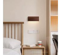 HQHYGM Retro Wall Lamp with Remote Control Wall 2700K-6500K Dimmable Wall Acrylic Aluminium Indoor Decorative (Not Solid Wood) for Living Room Bedside (20cm Shallow Wood)