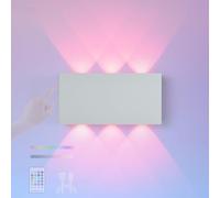 HQHYGM RGB Wall Lamp with Remote Wall with Touch Control Wall Light Battery Operated USB Rechargeable Wall RGB Dimmable Up Down for Hallway Living Room (B 1 Pack)