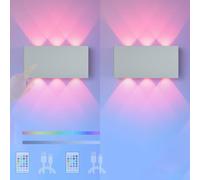 HQHYGM RGB Wall Lamp with Remote Wall with Touch Control Wall Light Battery Operated USB Rechargeable Wall RGB Dimmable Up Down for Hallway Living Room (B 2 Packs)