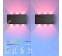 HQHYGM RGB Wall Lamp with Remote Wall with Touch Control Wall Light Battery Operated USB Rechargeable Wall RGB Dimmable Up Down for Hallway Living Room (D 2 Packs)