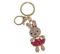 HQHYGM Rhinestone Bunny Keychain Sparkling Rabbit Pendant Metal Cute Animal Decor for Backpack Keyring