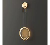 HQHYGM Ring Brass Wall Light Copper Wall Mount Lamp with Stag Antler Decoration Bedside Wall - 10W - 3 Color Mode Hallway Wall Lamps