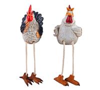 HQHYGM Rooster Hen Statue Set, Resin Animal Sculpture, Farm-Inspired Artwork, Weather-Resistant, Ideal for Porch Patio Lawn Kitchen Desk and Outdoor Yard Decoration