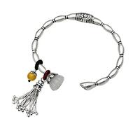 HQHYGM S925 Silver Bracelet for Women Fashion Ornament Solid Open Handmade Silver Vintage Hetian Jade Root Bracelet Silver