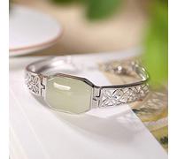 HQHYGM S925 Silver Vintage Bracelet For Women Men White Jade Hollow Butterfly Pattern and Chinese Style Personality Creative Beautiful Charm Gift