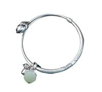 HQHYGM S925 Sterling Silver Natural Hetian Jade White Jade Bracelet Retro Elegant Bracelet Women Adjustable
