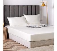HQHYGM Sábana Bajera Ajustable de fácil Cuidado, Colcha de Seda de algodón de una Sola Pieza, Funda Protectora de colchón Antideslizante, Color Blanco_150cmx200cm*25cm
