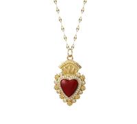 HQHYGM Sacred Heart Necklace For Women Men, Classic Sacred Heart of Jesus Necklace - Red Sacred Heart Pendant, Jesus Heart Necklace For Christmas Birthday Thanksgiving Gifts