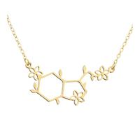 HQHYGM Serotonin Necklace For Women and Men, Dopamine Molecule Necklaces Chemical Formula DNA Necklace Serotonin Structure Formula Pendant Choker Science Biology