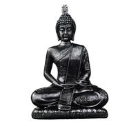HQHYGM Sitting Statue Buddha Sculpture Decorative Religious Meditation Tabletop Ornament Resin Figurine for Shelf Desk Indoor, Black