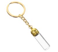 HQHYGM Small Perfume Bottle Keychain with Metal Lid Reusable Tiny Transparent Glass Container for Essential Oils Travel Decorative Pendant and