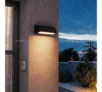 HQHYGM Solar Wall Light Outdoor Decorative Wall 2700K/4500K/6500K Dimming Wall Lamp IP65 Waterproof Garden Wall Solar Powered for Pathway Yard Garden (B 17cm)