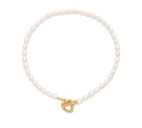 HQHYGM Stainless Steel Round Heart OT Buckle Necklace Women's Waterproof Pearl Necklace Jewelry Gift (Size : Heart Clasp)