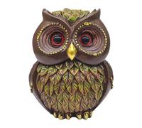 HQHYGM Statue Figurine Compact Adorable Art Works Animal Sculpture Owl Ornament for Office Desk Cabinet Living Room Decor, Green
