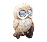 HQHYGM Statue Owl Sculpture Pathway Light Art Works Wall Mounted Miniature Figurine Solar Lights for Shelf Fairy Garden, Brown