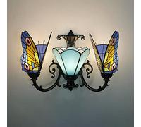 HQHYGM Style Wall Handmade Stained Glass Wallp N Style Butterfly Decobedside Wall Light for Liviroom Bedroom Bathroom Hallway Reading/5