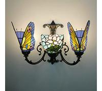 HQHYGM Style Wall Handmade Stained Glass Wallp N Style Butterfly Decobedside Wall Light for Liviroom Bedroom Bathroom Hallway Reading/1