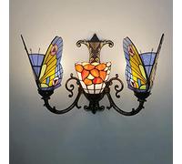HQHYGM Style Wall Handmade Stained Glass Wallp N Style Butterfly Decobedside Wall Light for Liviroom Bedroom Bathroom Hallway Reading/23