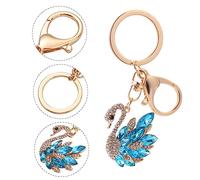 HQHYGM Swan Key Ring Rhinestone Pendant Keychain Bag Hanging Ornament Blue Crystal Accessory for Women Decoration