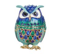HQHYGM Trinket Box Enameled Jewelry Case Owl Ornament Decorative Storage Organizer Pendants Earrings Gift for Girlfriend, Blue