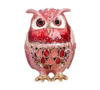 HQHYGM Trinket Box Enameled Jewelry Case Owl Ornament Decorative Storage Organizer Pendants Earrings Gift for Girlfriend, Pink