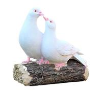HQHYGM Two White Pigeon Standing on Tree Stump Statue Outdoor Bird Ornaments Sculpture for Birthday Gift Dorm Lawn Living Room Hotel