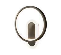 HQHYGM Ultra-Thin Ring Wall Lamp Black Brass Annulus Wall Light with Acrylic Lampshade Bedside Wall Wall Lamps - 36W - 3 Color Modes Bedroom