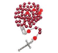HQHYGM Unique Prayer Beads Glass Bead Flower Clavicle Chain Catholic Jewelry Religious Necklace Rose Pearl Rosary Cross Necklace),additionalWeblabs:(: