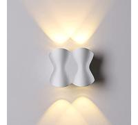 HQHYGM up and Down Glowing Bow Wall Lamp Living Room Background Indoor Wall Mount Lamp Light Fixture Aluminum Living Room Background Wall Sconces/White/Double