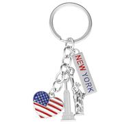 HQHYGM USA Patriotic Keychain with Statue of Liberty Pendant Independence Day Lightweight Key Holder for Home Car Office Keys Fourth July Accessories and Decorations