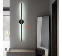 HQHYGM USB Rechargeable Wall Sconces with Motion Sensor Wall Light Battery Operated Wall Lamp 120CM Long Strip 3000K/4000K/6000K Living Room Bedroom Stairs Hallway (120cm Black White Light)