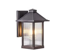 HQHYGM Vintage Glass Waterproof Mount Porch Lamp Outdoor Carriage Light Exterior Wall Lantern Aluminum Garden Lights for Patio Garage Yards Balcony Post Pathway