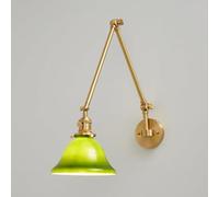 HQHYGM Vintage Green Glass Lampshade Brass Lamp Bedside Angle Adjustable Light Indoor Decor Wall Fixtures for Bedroom Living Room Hallway