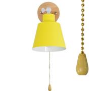 HQHYGM Vintage Wall Light Indoor Wood Wall Lamp with Pull Cord Bedroom Wall 180° Rotatable Wall Industrial Aluminium for Bedroom Entrance Living Room (Yellow)